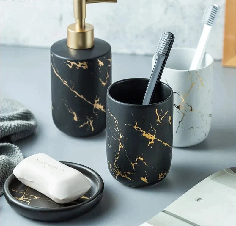 Marble Matte Bathroom Accessories Set