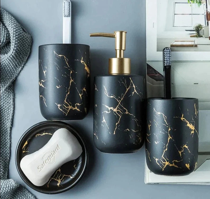 Marble Matte Bathroom Accessories Set